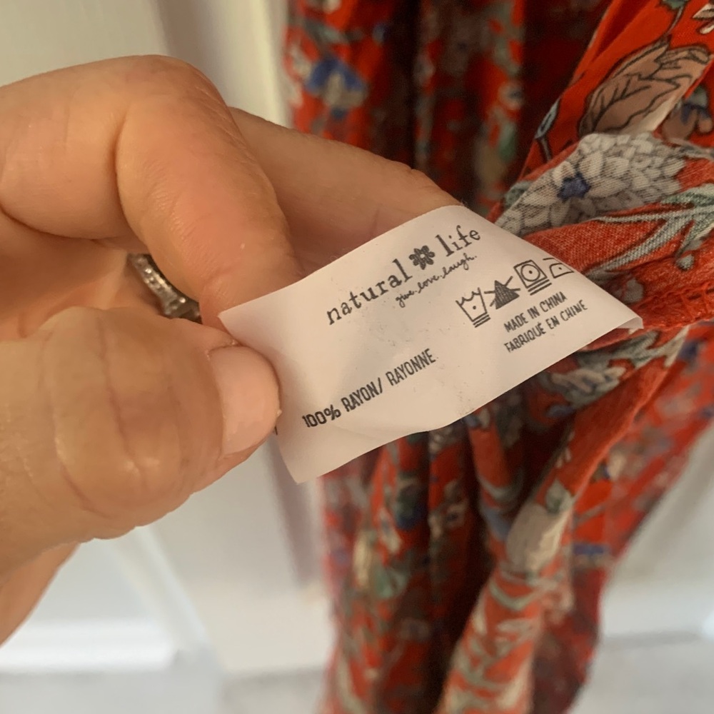 Natural‎ Life Patti Maxi, side slit floral Red Boho strap cottagecore size XS/S - Picture 7 of 12